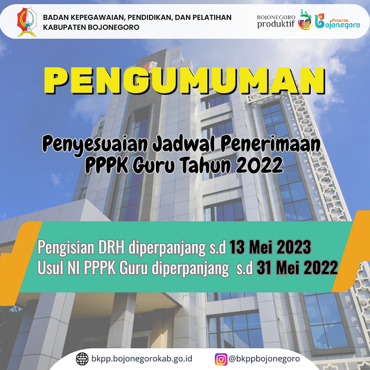 Penyesuaian Jadwal Pengisian DRH dan Usul Penetapan NI PPPK Guru Tahun 2022