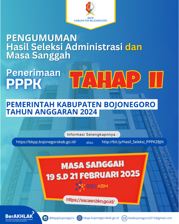 Pengumuman Hasil Seleksi Administrasi dan Masa Sanggah Penerimaan PPPK Tahap II Tahun 2024