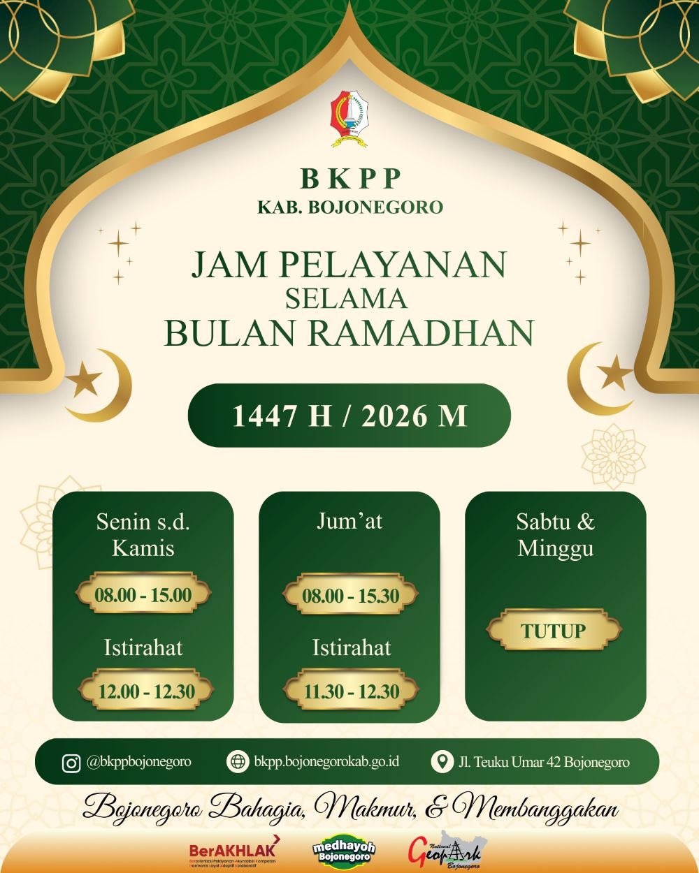 Penyesuaian Jadwal Pelayanan selama Bulan Ramadhan 1447 H / 2026 M
